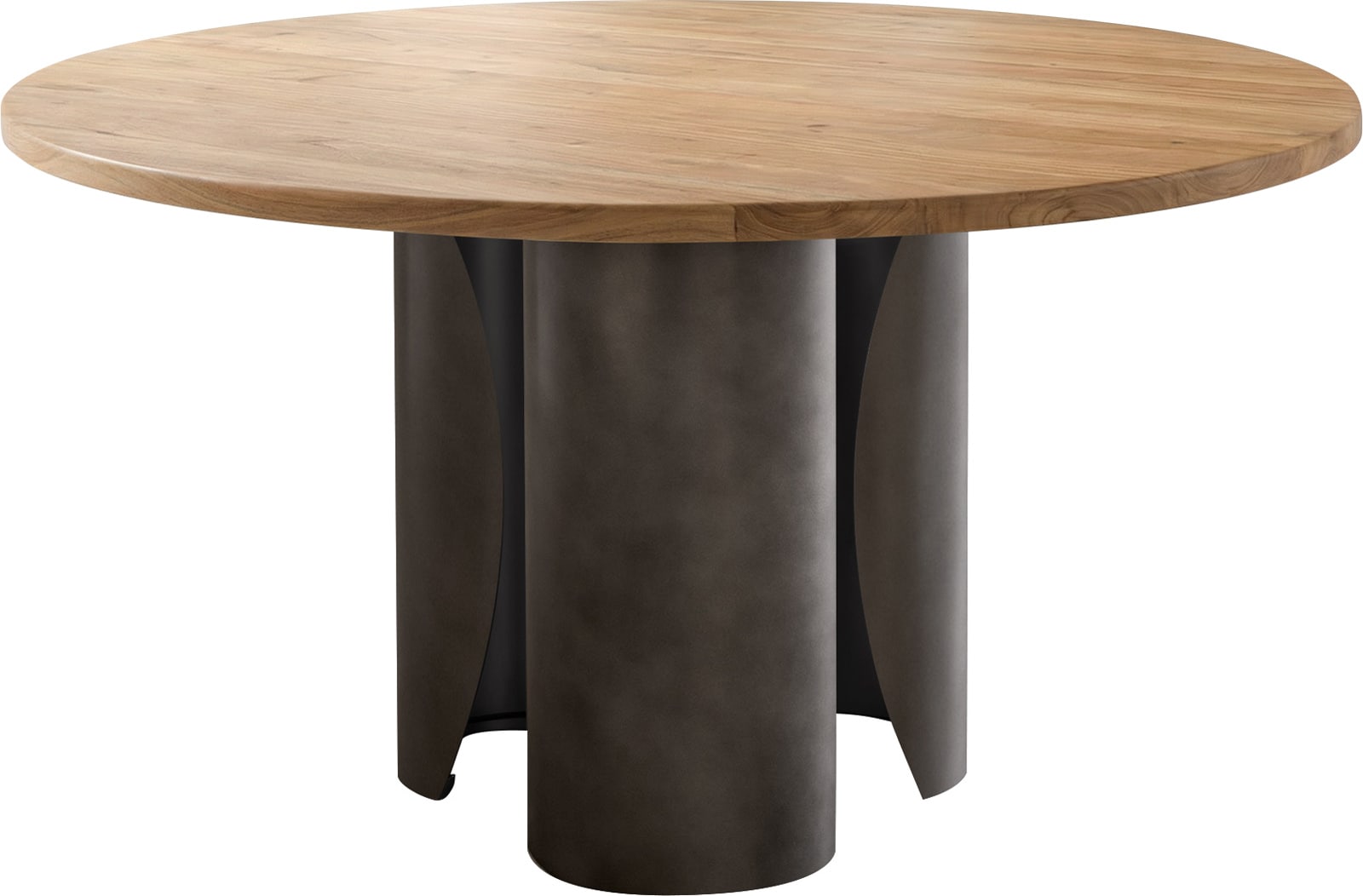 DELIFE Esstisch Adenza Rund 140x140 cm Akazie Natur Metall Black Antique, Esstische Image