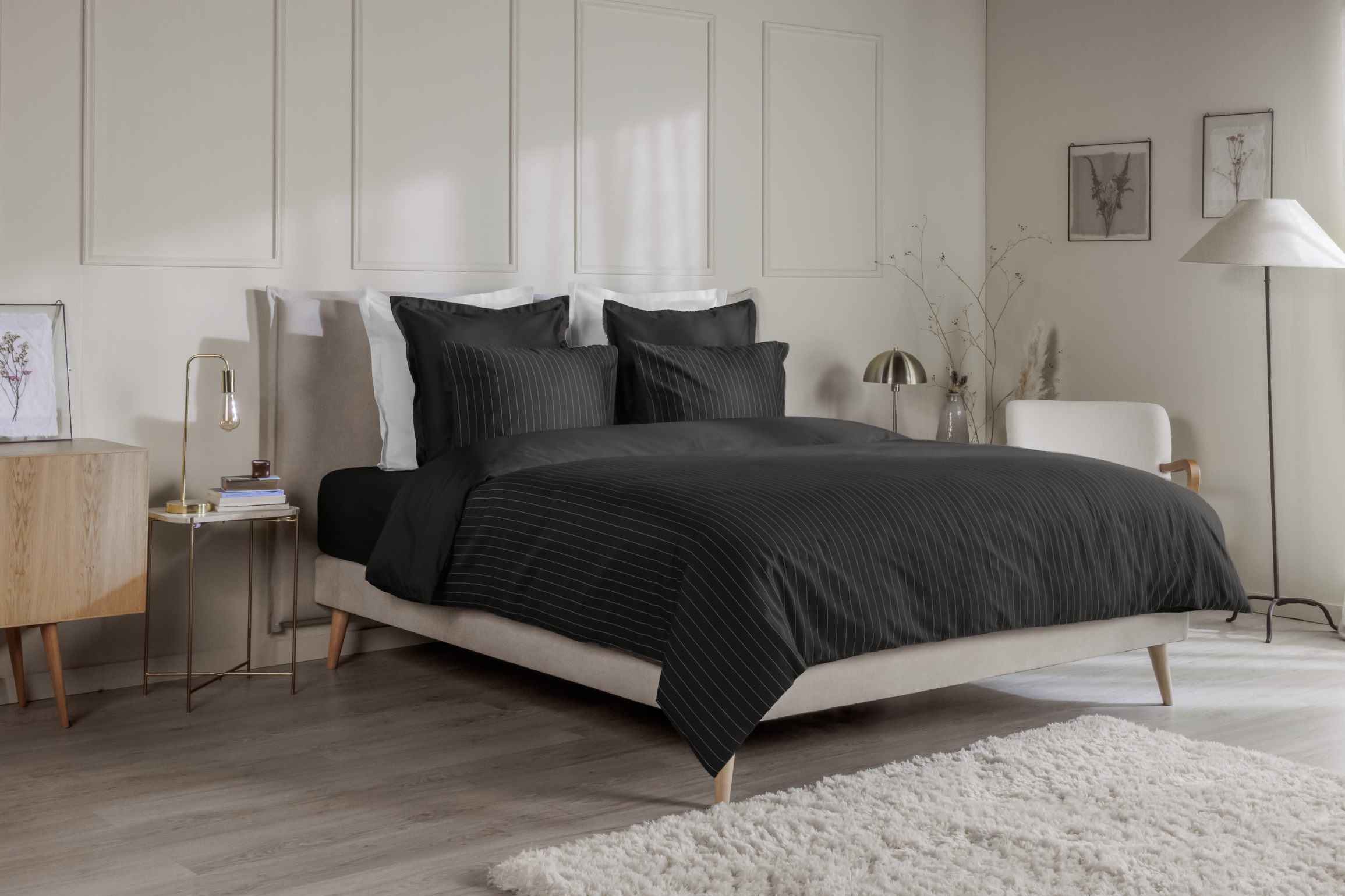 Housse de couette Satin de coton Emma 260x240 - Beige
