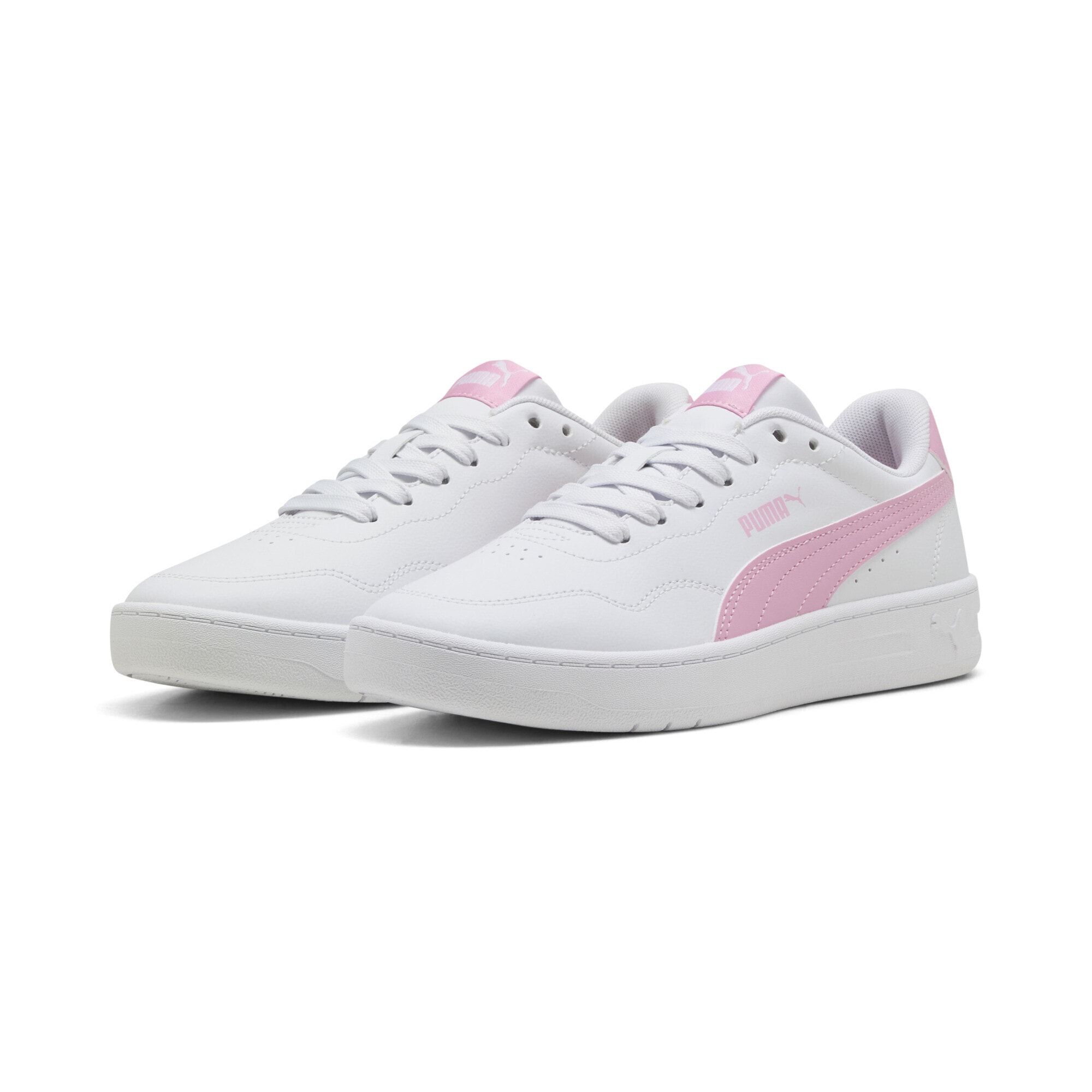 Sneaker PUMA "Court Lally Sneakers Damen", Damen, Gr. 41, weiß pink shimmer, Obermaterial: Synthetik, Textil; Futter: Textil; Innensohle: Textil; Laufsohle: Gummi, Schuhe Sneaker