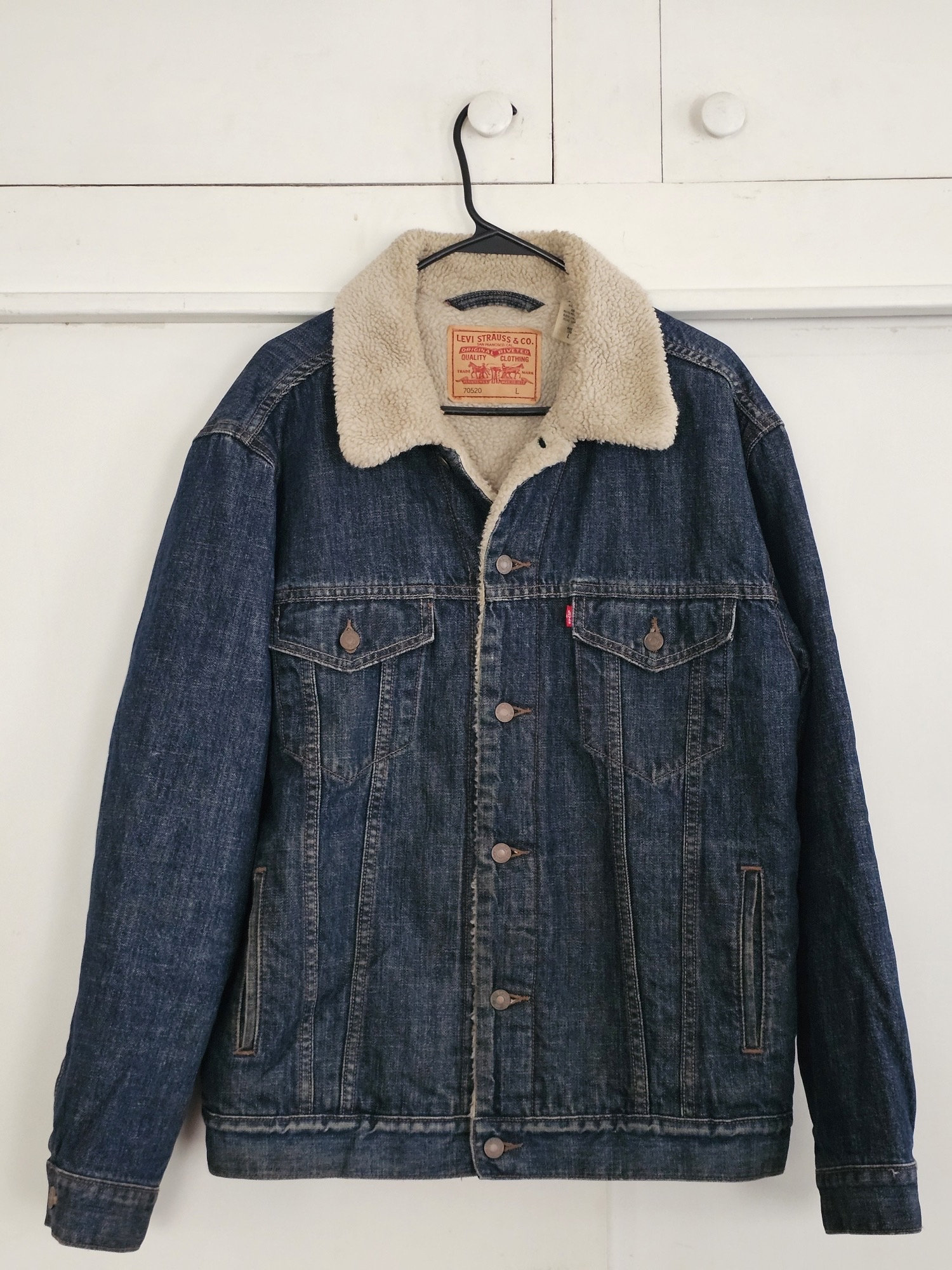Giacca vintage in jeans blu Levi's Strauss & Co. con fodera
