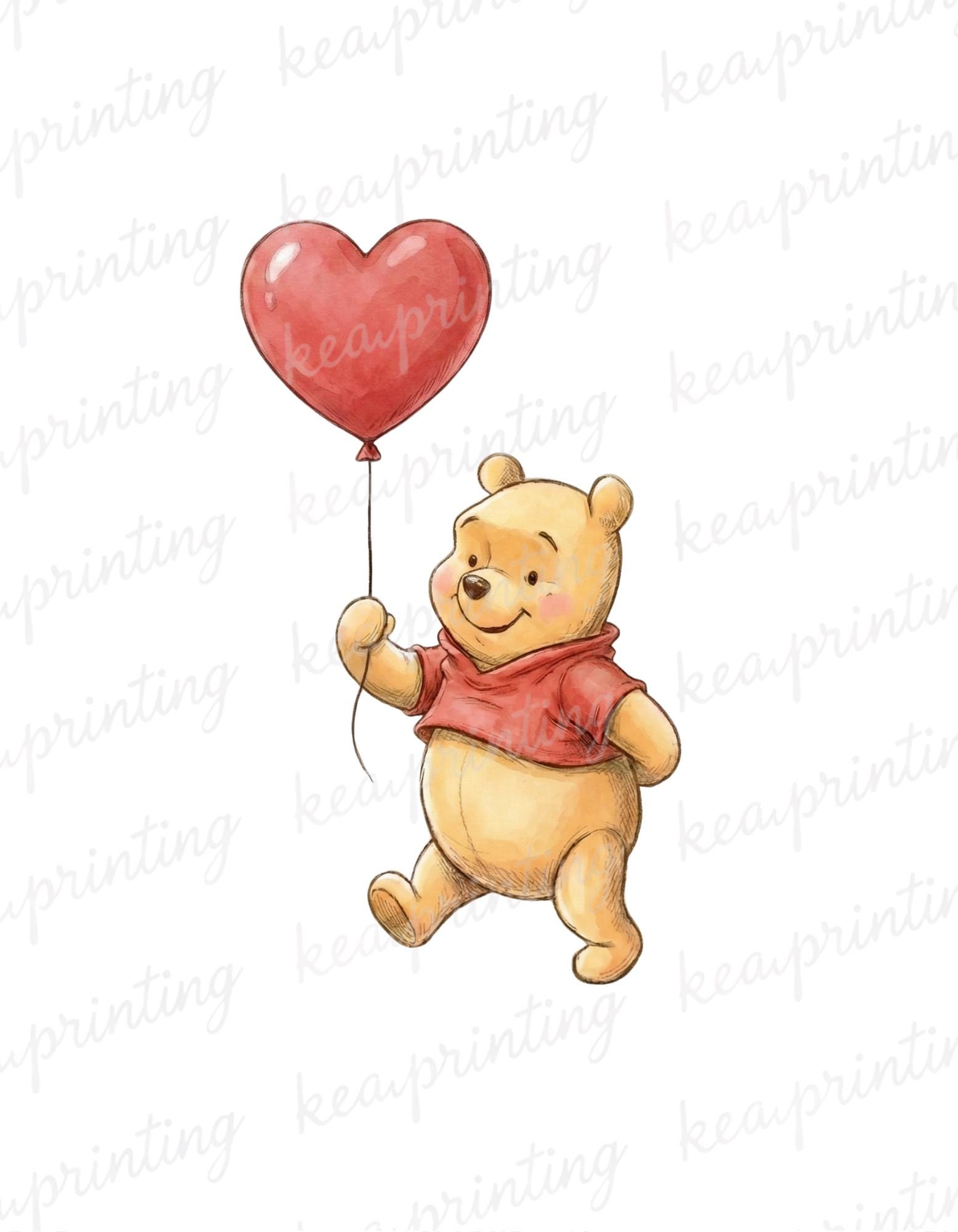 Winnie the Pooh San Valentino Png, Winnie the Pooh Palloncino d'amore PNG, Pooh carino Png, Winnie the Pooh bambino PNG, Pooh amore Png