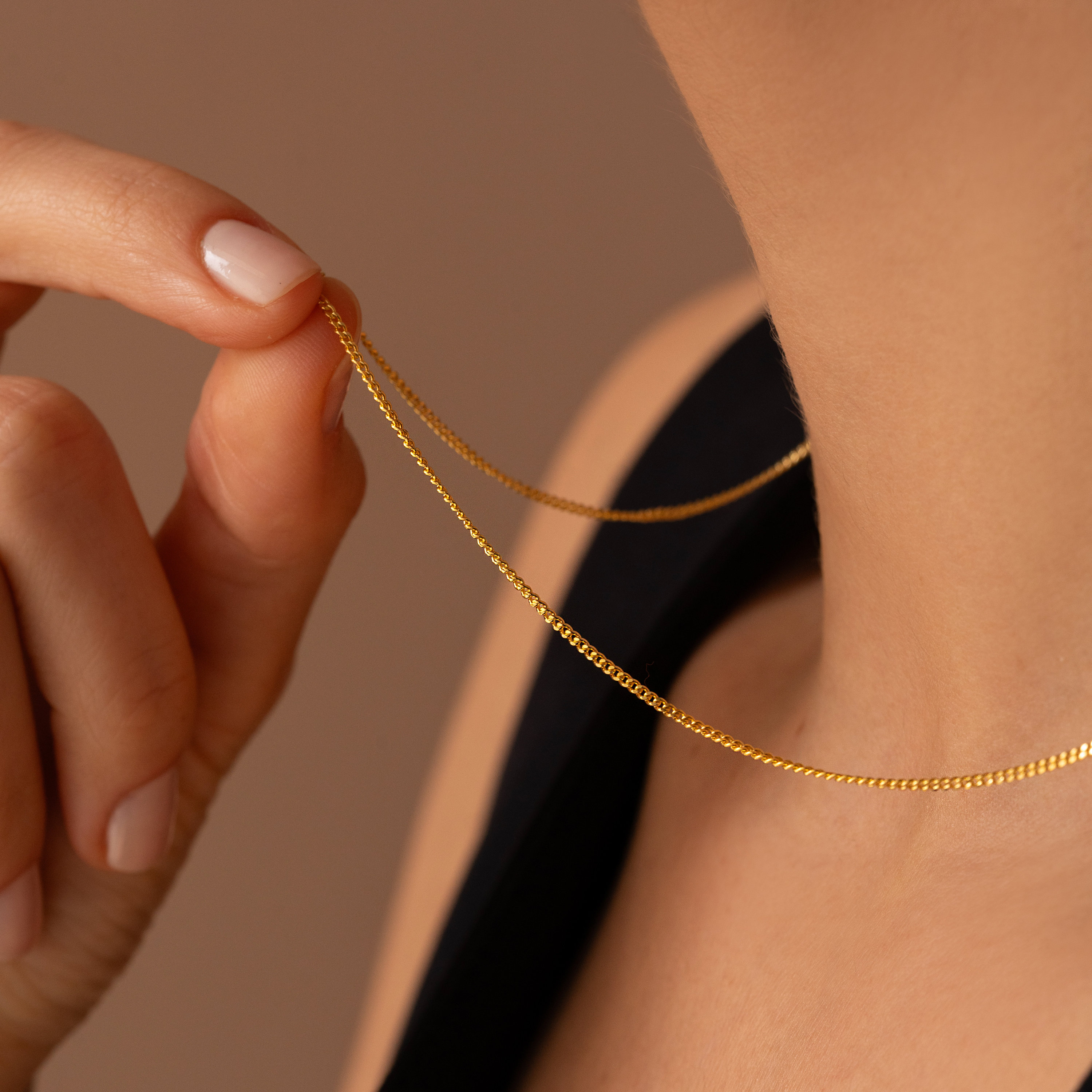 Collana a catena sottile in oro 14k, collana a catena a vite, collana a catena in oro delicata, collana a catena sottile in oro, collana per donna