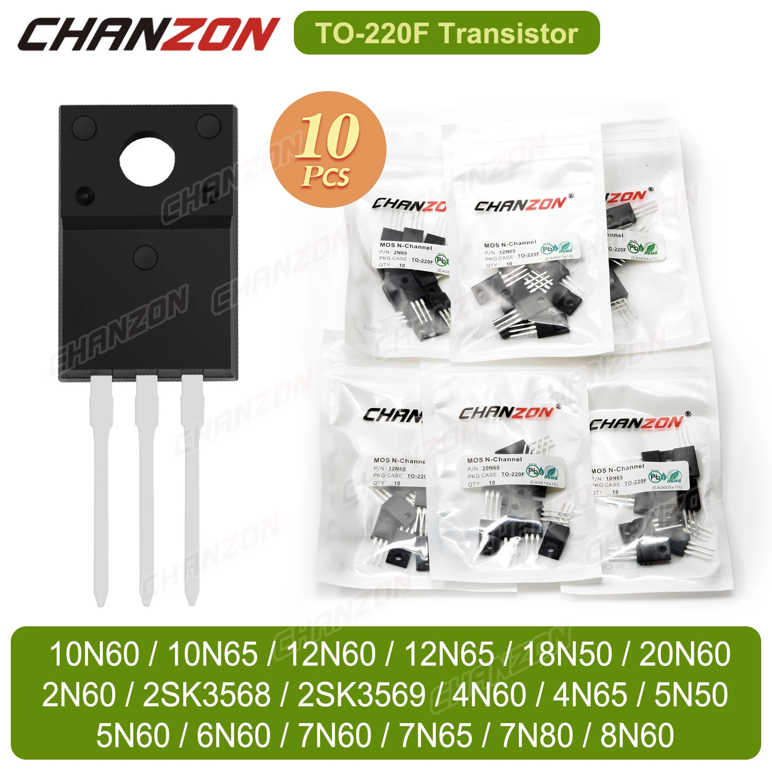 10PCS TO-220F N-Kanal Mosfet 600V Transistor 20N60 6N60 7N65 4N60 10N60 2N60 8N60 12N60 18N50 7N60 5N60 4N65 12N65 10N65 5N50 Image