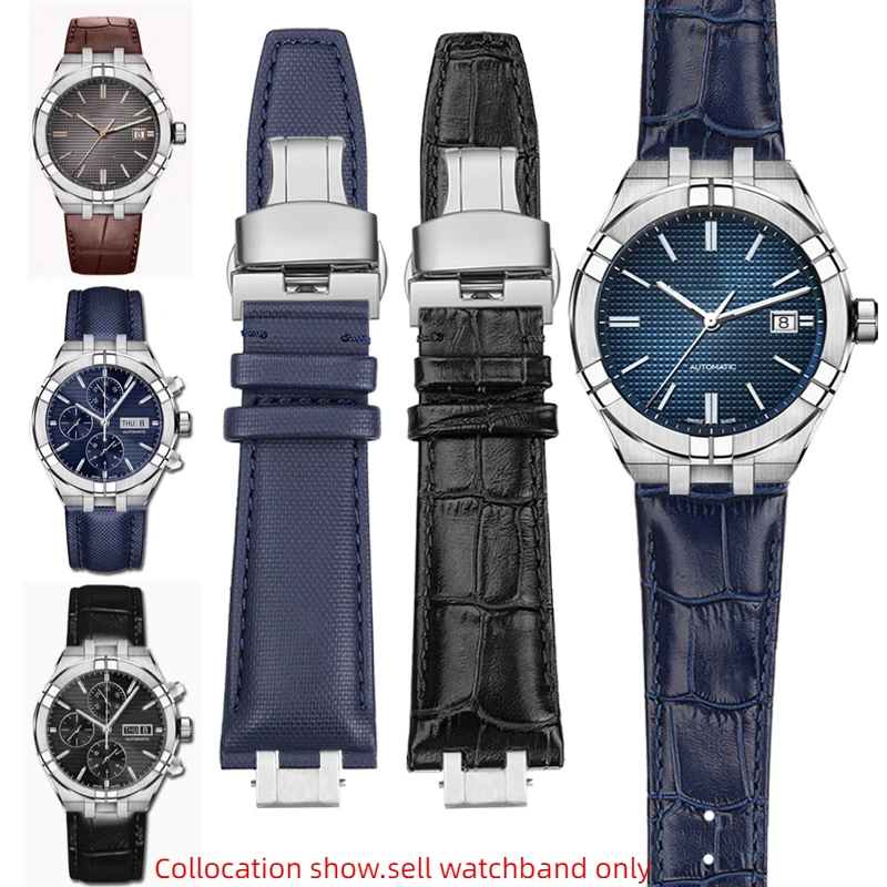 Nylon-Lederarmband für Maurice Lacroix Aikon Ai 6007 AI 6008 Ai 6058 Ai 6038 1108 1018 Echtleder-Uhrenarmband Herrenarmband Image