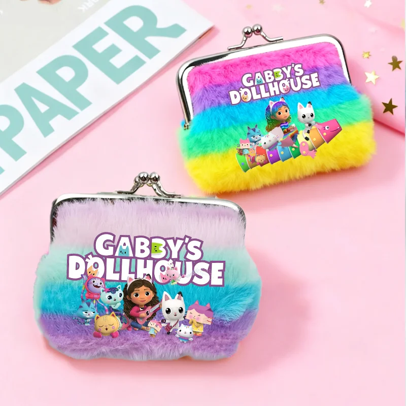 10,2 cm Gabby Puppenhaus-Geldbörse, gestreift, Regenbogen, Kartenhalter, Mädchen, niedlich, Anime, modisch, lässig, Schlüsseltasche, Geldbörse, Kindergeburtstagsgeschenk Image