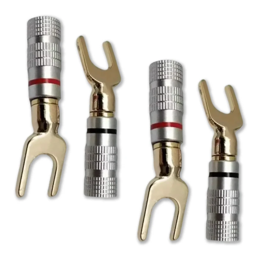 Y-förmiger Bananen-Lautsprecherstecker, Hornverbinder, vergoldete Verkabelungsgabel Image