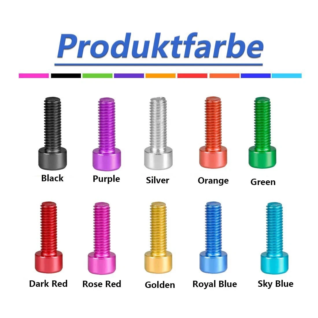 10 Stück 7075 Aluminiumschraube M3 M4 M5 M6 eloxiertes buntes Aluminium Sechskant Innensechskant Kopf Maschinenschraube Schrauben Image