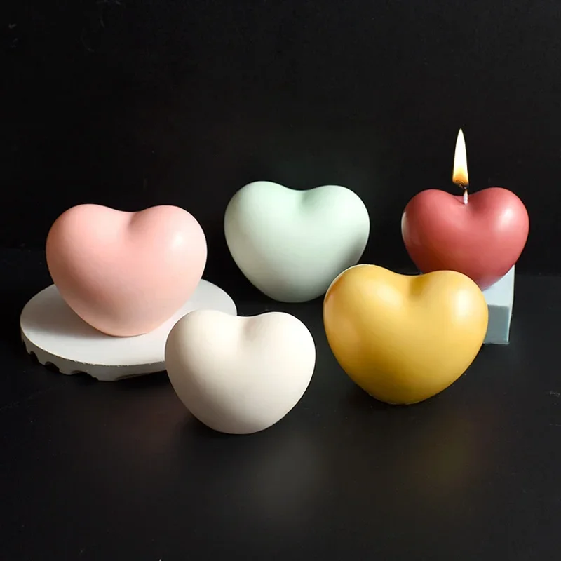 3D Liebe Kerze Silikon Form DIY Flache Mit Flachem Boden Herz Form Aromatherapie Handgemachte Seife Kristall Epoxy Harz Formen Kuchen Dekor Werkzeuge Image