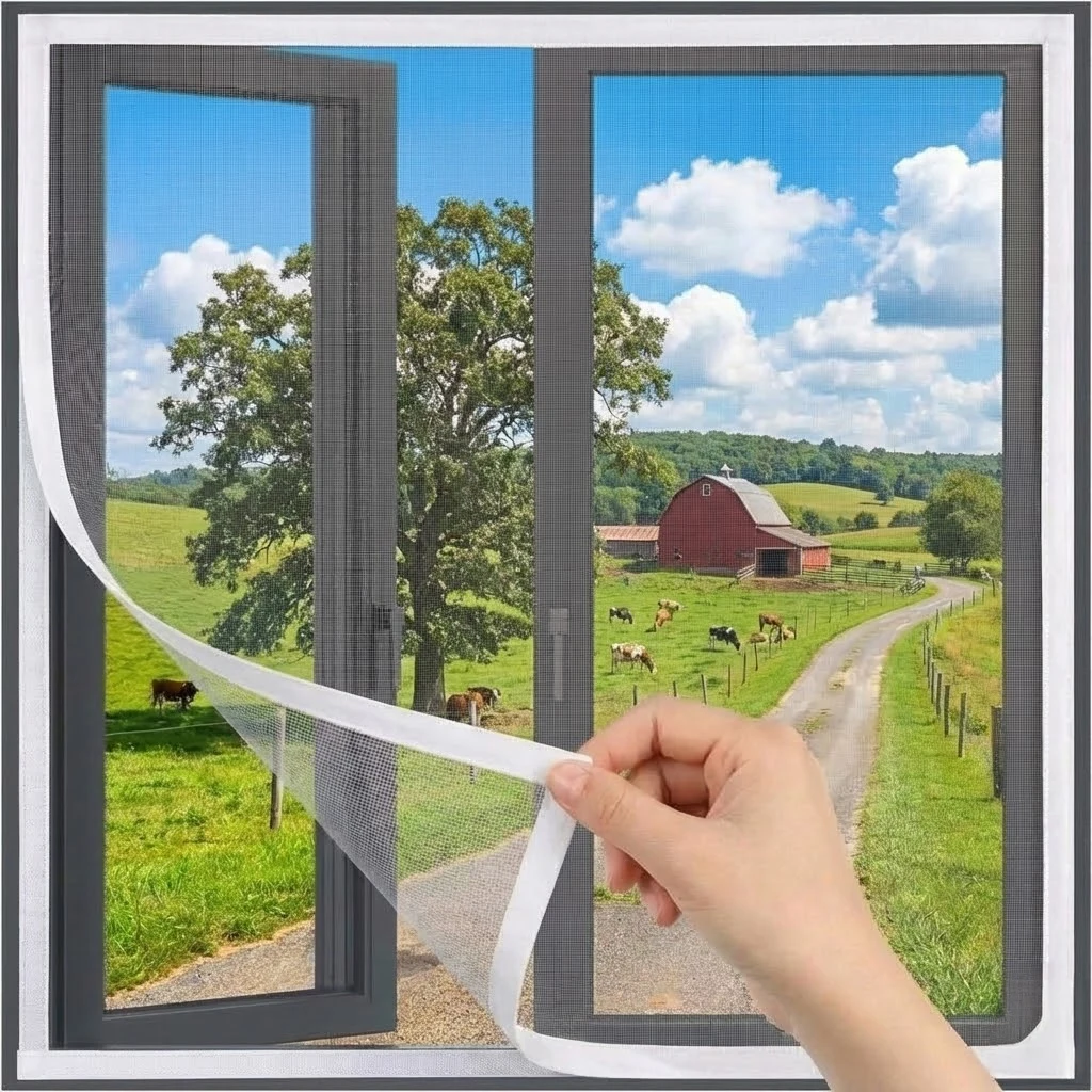 Weißes Fenster- und Türgitternetz, unsichtbarer Mücken- und Insektenschutz, Klettverschlussinstallation, kein Bohren, abnehmbar