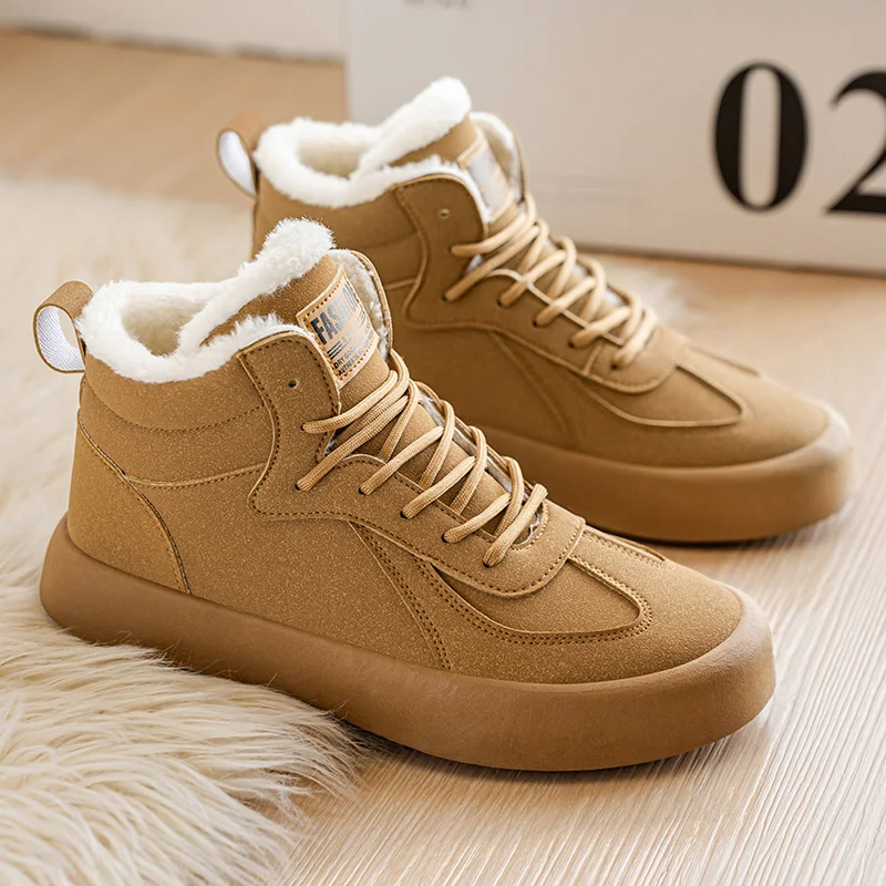 Herbst- und Winter-Warme Fleece-Gefütterte Dicksohlige Schwarze Schuhe für Männer, Trendige Sneakers für Jugendliche, Sport- und Freizeit-Vielseitige Übergrößen-Herrenschuhe