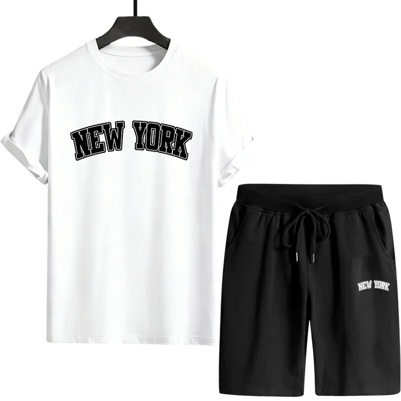 Tägliche Qualität Sommer Outdoor Jogging Sport Einteiliges Vielseitiges Kurzarm-T-Shirt und Sportshorts Herren Trainingsanzug Casual Image