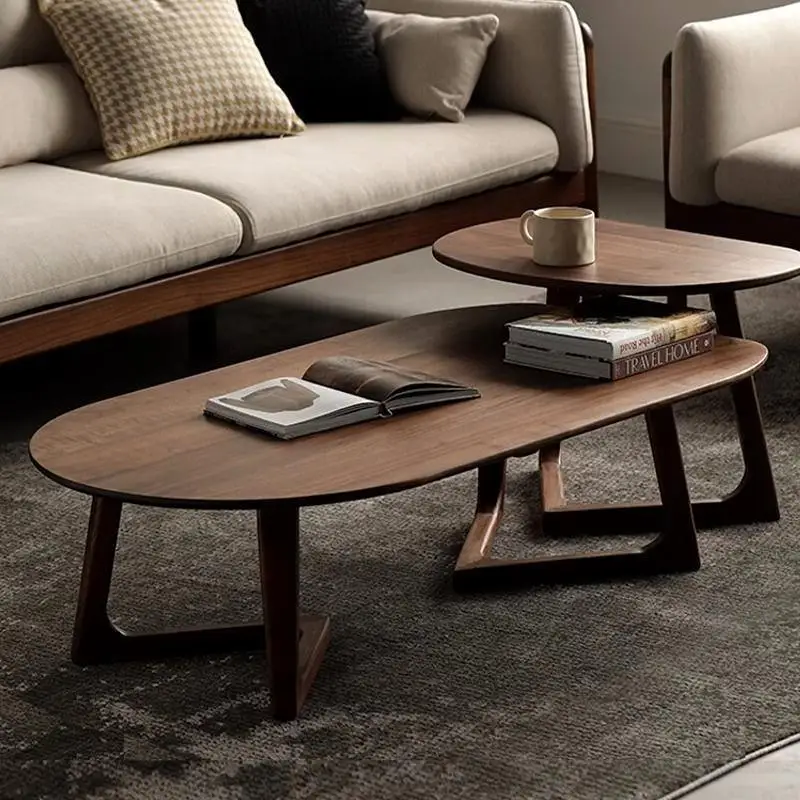 Couchtisch aus reinem Massivholz, leichter Luxus, moderner minimalistischer Stil, B&B-Hotel, Wohnzimmer, nordische minimalistische Kombination