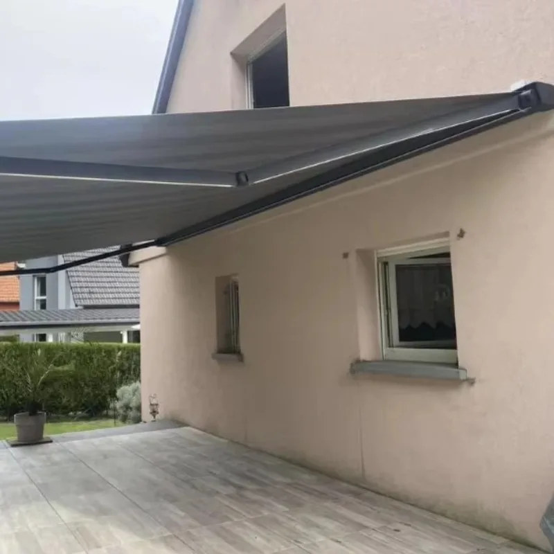 Einziehbare Automatische Elektrische Markise für Außenbereich, Sonnenschutz, Manuell Faltbare Vollkassetten-Markise für Terrasse, Anpassbar Image