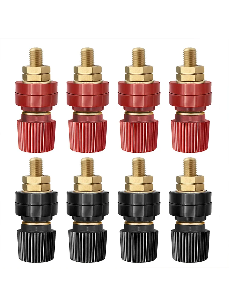 Kupfer-Batterieklemmenbolzen, M8-Fernbedienungs-Batterieklemmenbolzen, Anschlussbolzen aus reinem Messing, Polklemmen-Anschluss-Set, Rot und Schwarz Image