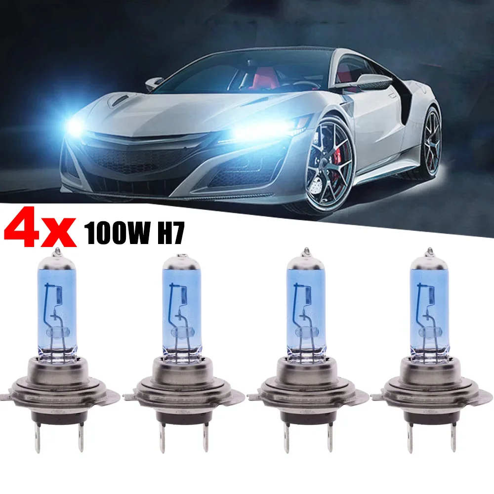 2/4 Stück 100W H7 HOD Glühbirne 12V Superweiß 6000K Scheinwerferlampe Auto Halogenlampen Zubehör Auto Halogen-Scheinwerferlampe