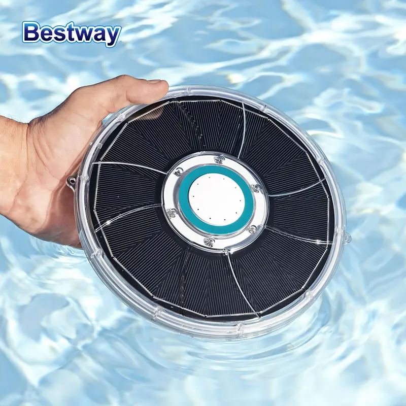 Bestway 58849 Pool-Springbrunnen-Schwimmlicht, solarbetrieben, LED, Durchmesser 19,5 x 18,2 x 6,8 cm, IP67, 7 Farben, 9 Lichtmodi Image