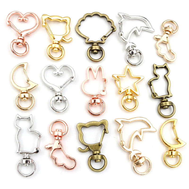 10pcs Katze Herz Snap Haken Trigger Clips Schnallen Für Keychain Hummer Karabiner Haken für Schlüssel Ring Verschluss Schmuck liefert Image