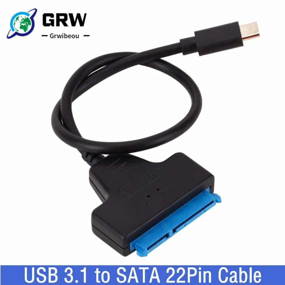 Grwibeou USB-C-zu-SATA-Adapter, SATA-zu-Typ-C-Kabel, USB 3.1, bis zu 6 Gbit/s, unterstützt 2,5 Zoll SSD, HDD-Festplatte, 22-poliges SATA-Kabel Image