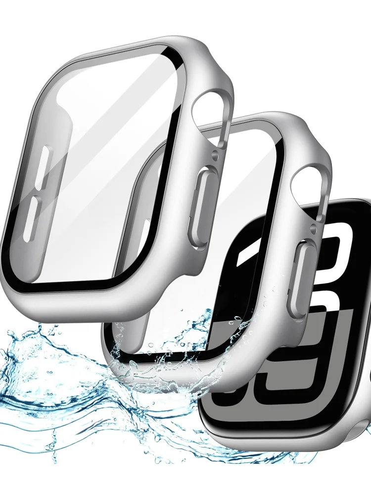 Gehärtetes Glas + Hülle für Apple Watch 46 mm 42 mm 40 mm 41 mm 44 mm 45 mm Displayschutzfolie Schutzhülle iWatch 11 10 8 7 9 6 SE 5 4 Image