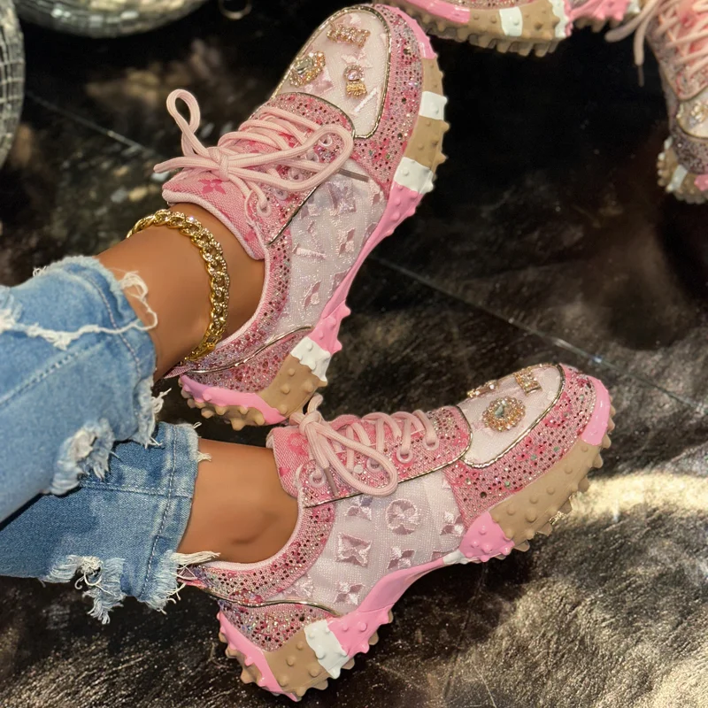 Damen Casual Sneakers Mode Luxus Strass Damenschuhe Neue Outdoor-Plattform Damen Sportschuhe Zapatos Mujer Schuhe für Frauen