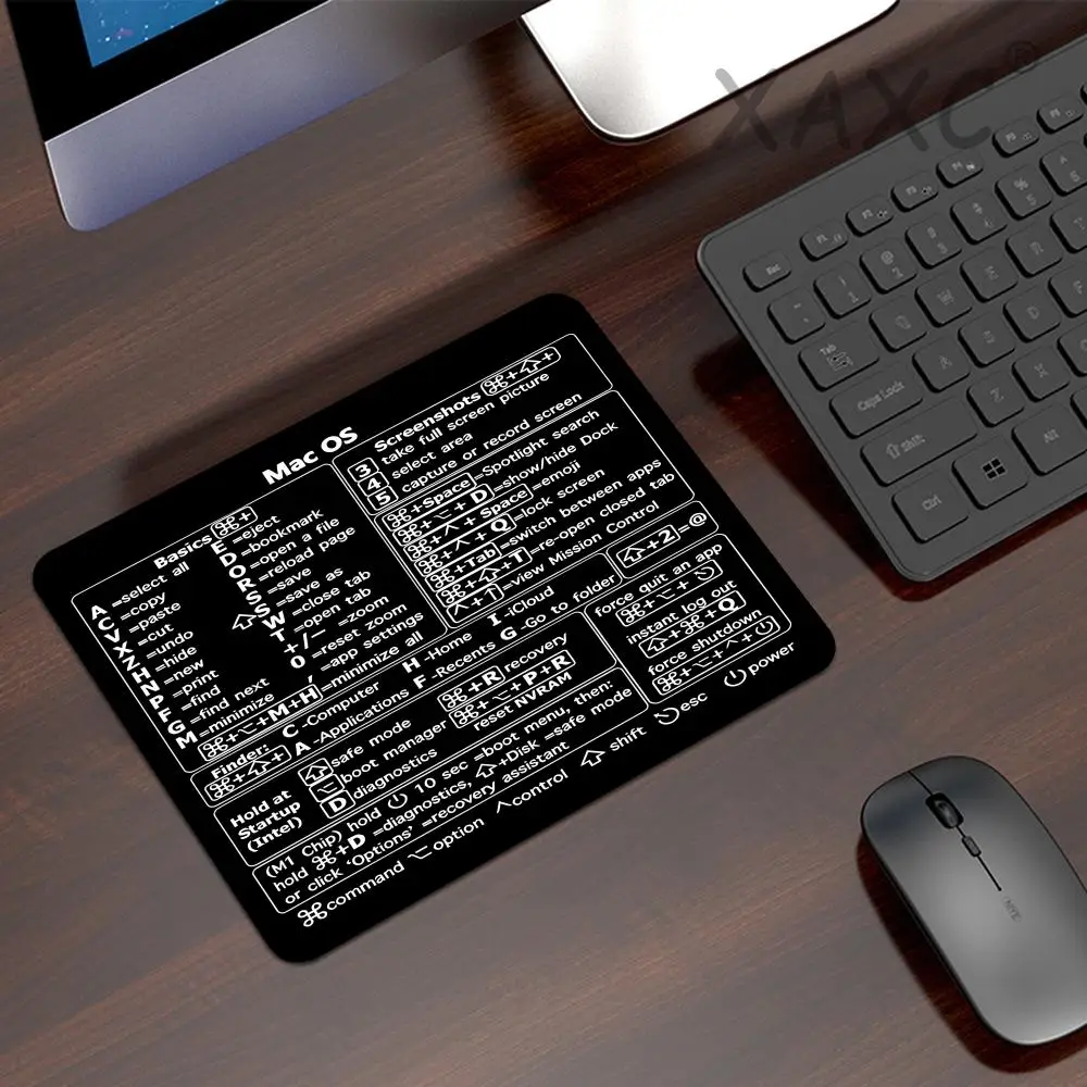 Windows und Mac OS Shortcut Key Design Kleine quadratische Gummibasis Rutschfeste Mauspad mit genähten Kanten für Büro-Computer-Laptop-Pads Image