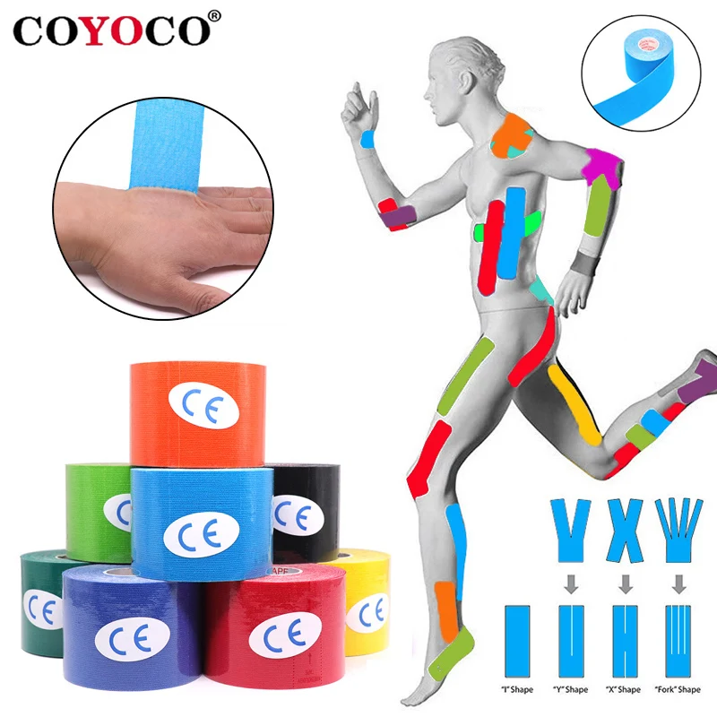 2,5 cm/5 cm Kinesiologie-Tape, Sportbänder, 5 m, Sport-Erholungsumreifung, Fitnessstudio, wasserdicht, Tennis, Muskelschmerzlinderung, Kniebandage Image