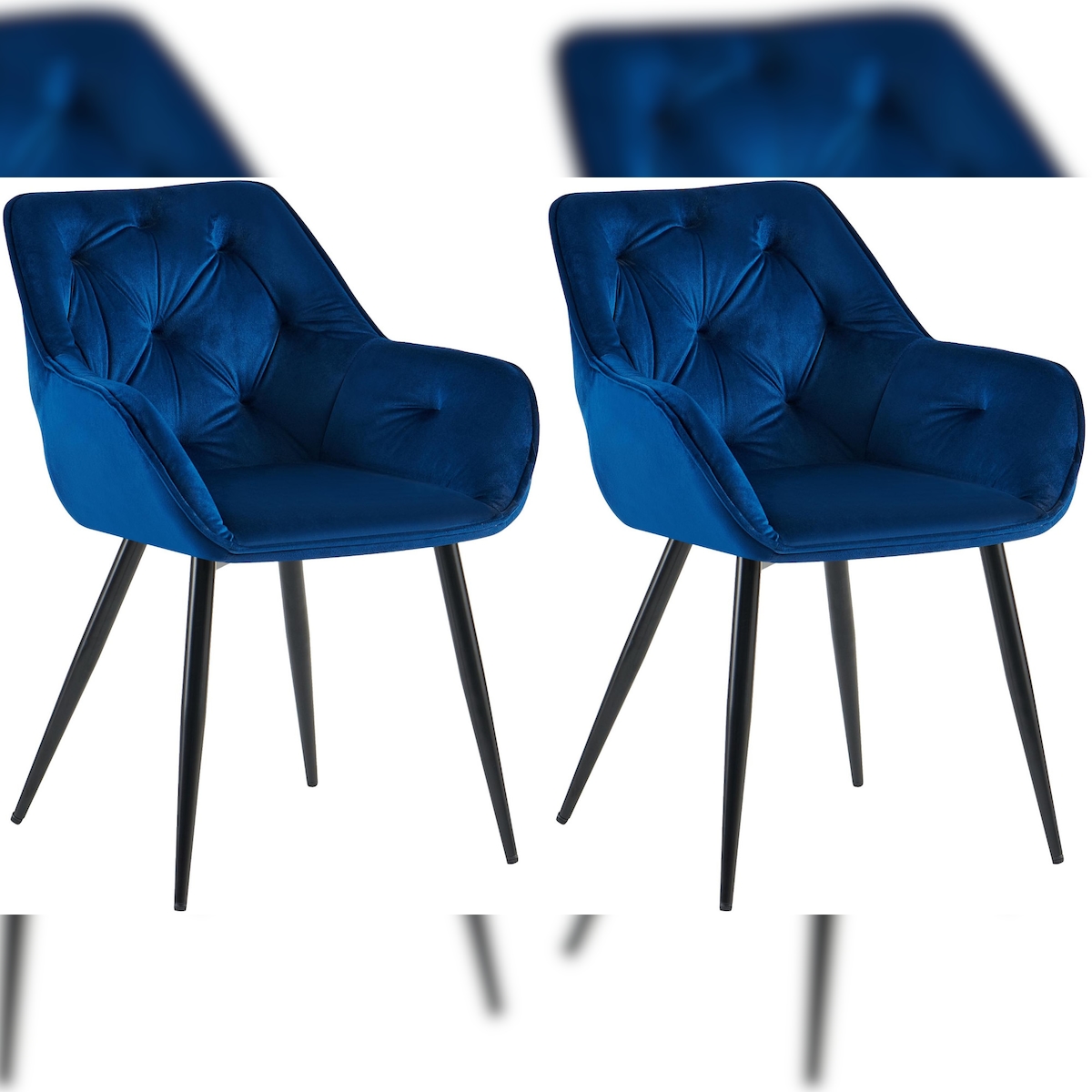 PROREGAL 2er Set Besucherstuhl COVENT GARDEN HxBxT 81x56x58cm Samt Blau Konferenzstuhl Image