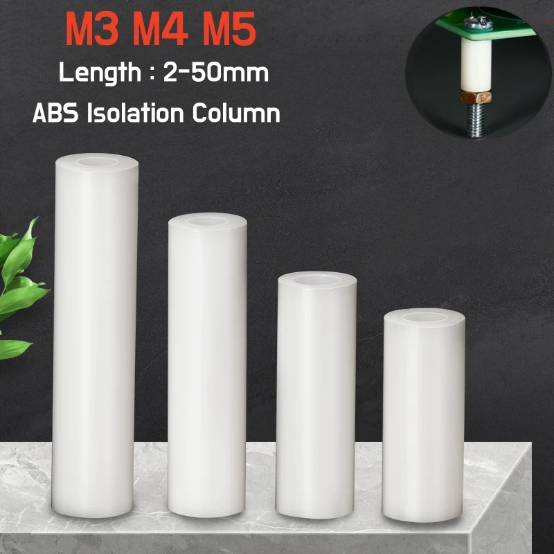 50 ~ 300 stücke stücke m3 m4 m5 weißes Nylon abs ausgehöhlter Abstands halter runde Abstands halter Stütz säule Unter leg scheibe Leiterplatte ohne Gewinde Abstands schraube Image