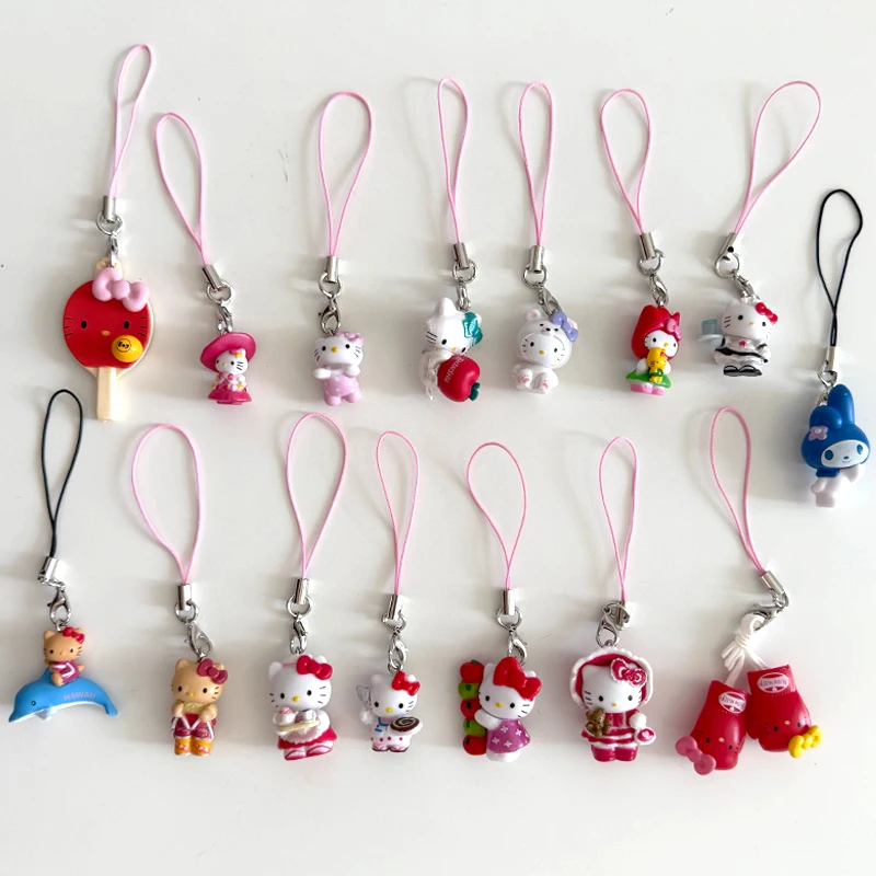 Japanischer Charm Muschel Muschel Hello Kitty Taschenanhänger Kawaii Vintage Kuchen Delphin Hello Kitty Schlüsselanhänger Geburtstagsgeschenk Ornament