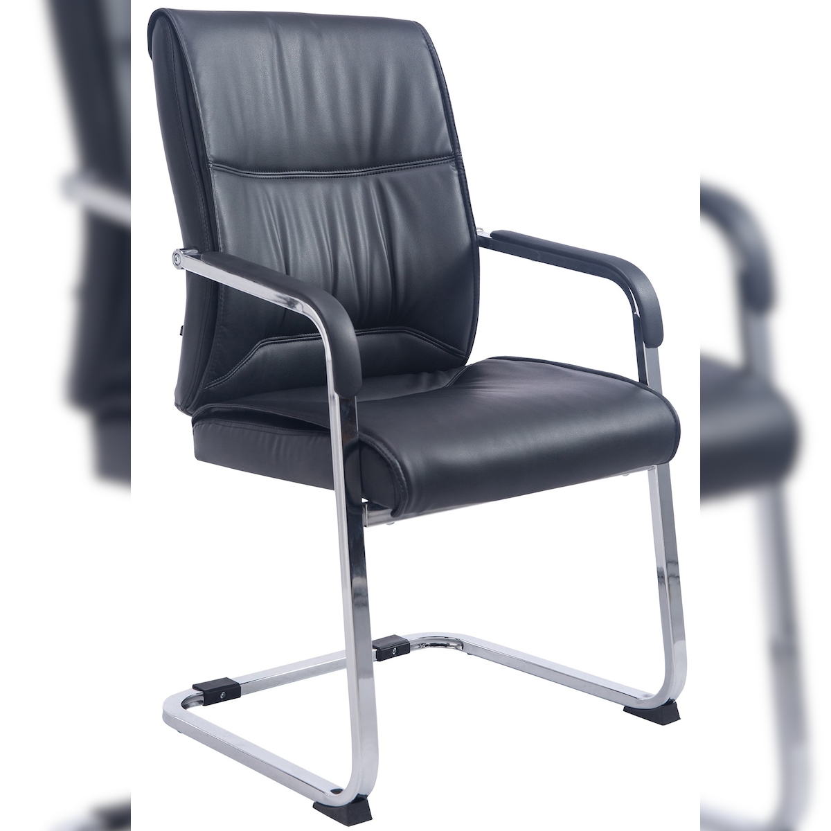 PROREGAL Besucherstuhl XL MALTA HxBxT 102x58x65cm Kunstleder Schwarz Konferenzstuhl Image