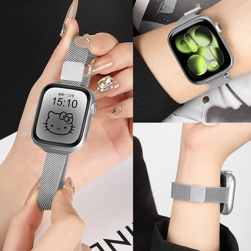 Schlankes Milanaise-Schlaufenarmband für Apple-Uhrenarmbänder 11 42 mm 46 mm 44 mm 40 mm 41 mm 45 mm Armband iWatch-Serie 10 9 8 7 6 5 SE 3 Ultra 3 Image