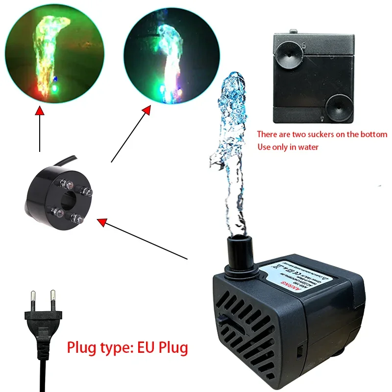 220V 3W Miniatur leise Tauchpumpe Aquarium Aquarium Brunnen LED-Pumpe EU-Stecker Pumpen Belüftungspumpe Ornamente Set Image