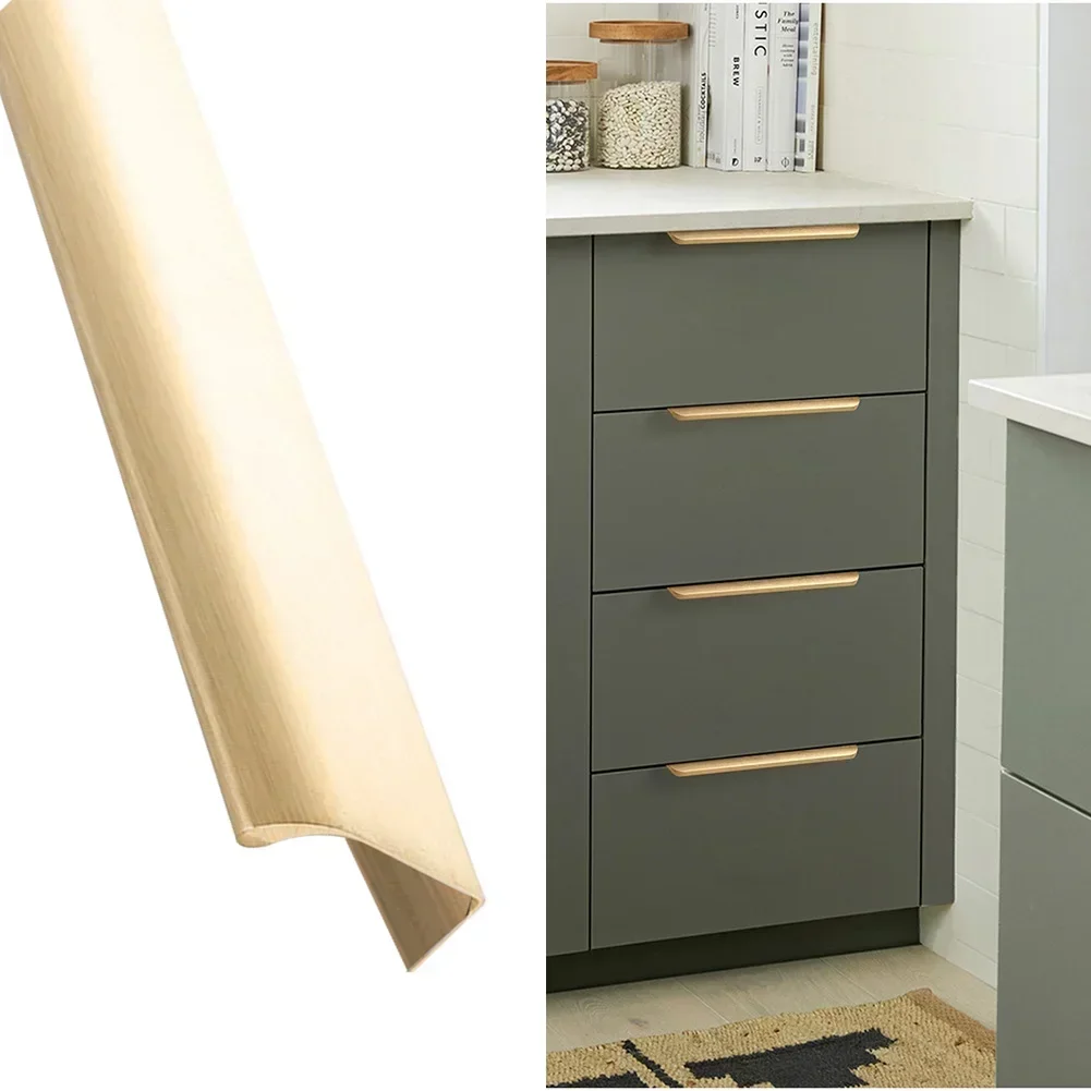 1 Stücke Goldene Küchenschrank Türgriffe Schrank Schublade Verdeckte Fingerkante Gold Pull Möbelgriffe Türbeschläge Image