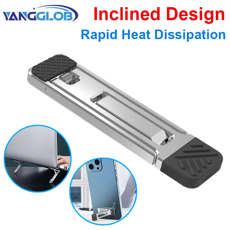 Laptop-Ständer aus Aluminiumlegierung, Mini-Klapphalter, 3-Höhenverstellung, Notebooks, Halterung, Zubehör für MacBook, Smartphone Image