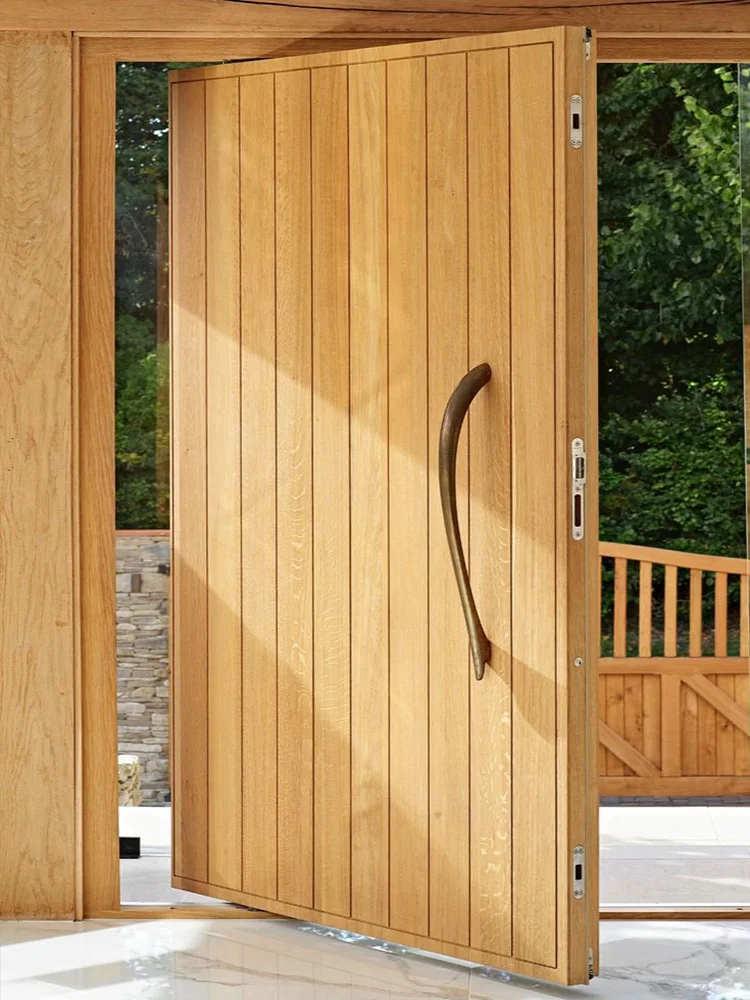 Eingangstür Pivot-Haustür Sicherheits-Haupttür Aluminiumlegierung Holzmaserung Schwenk-Eingangstür Außentür Heimdekoration Maßanfertigung