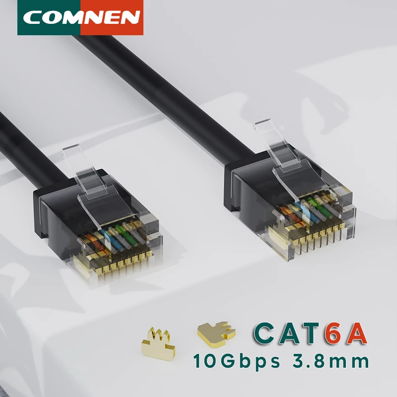 COMNEN Cat6A Ethernet Kabel RJ45 0.1-1.5m 10Gbps Schlanker kurzer Patch Verbinden Kabel UTP Netzwerk Lan Kabel für PC Außen Xbox Computer Image