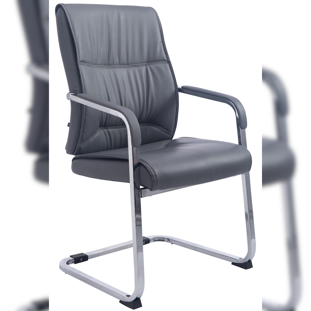 PROREGAL Besucherstuhl XL MALTA HxBxT 102x58x65cm Kunstleder Grau Konferenzstuhl Image