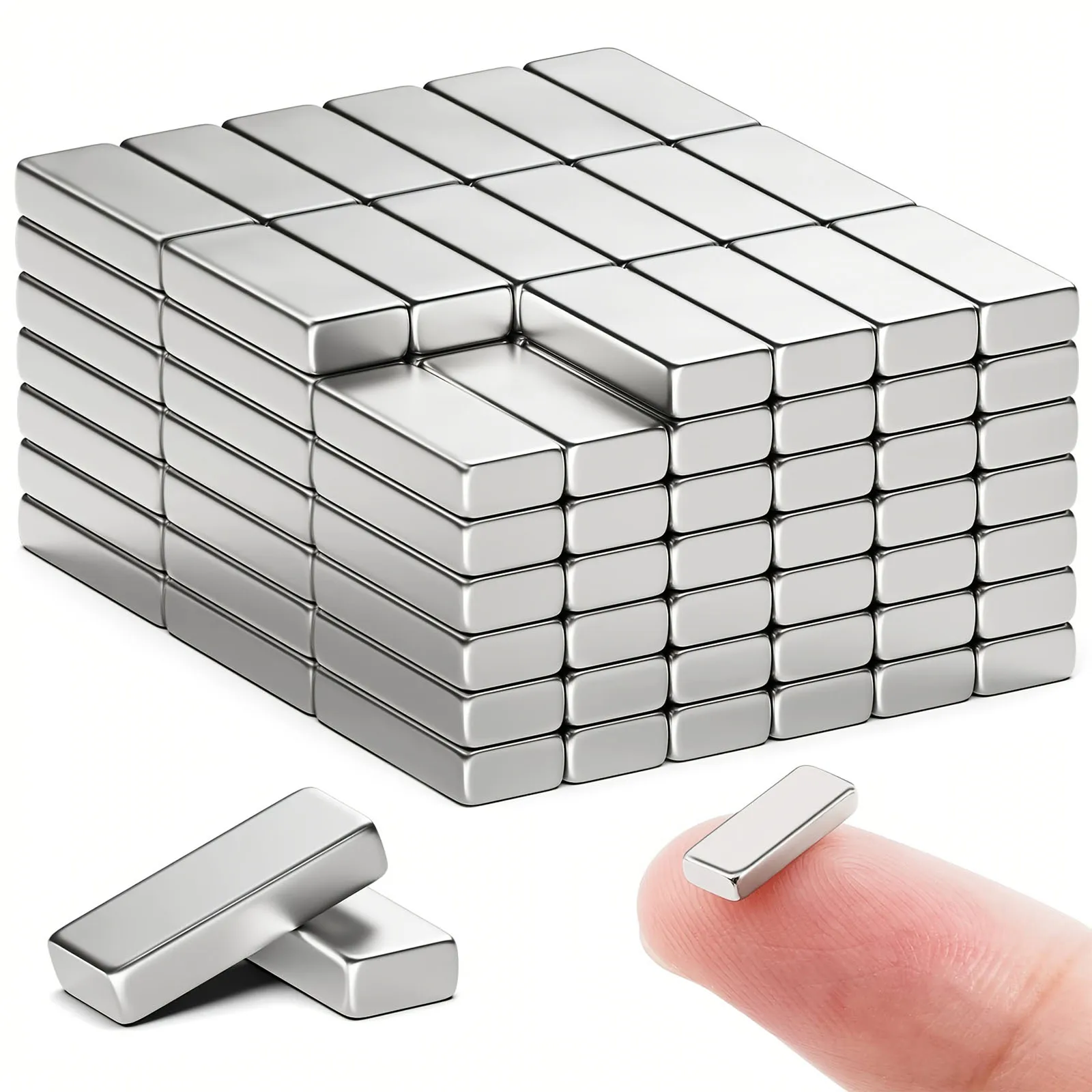 50/100 Stück 10 x 5 x 2 mm kleine Stabmagnete, Seltenerdmagnete für Bastelarbeiten, Whiteboard, Kühlschrank, Wissenschaft, Büro und Heimwerken Image