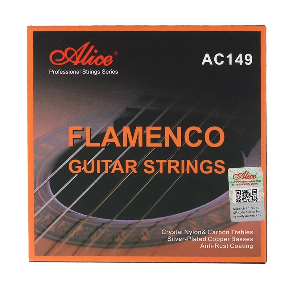 Alice AC149 Flamenco-Gitarrensaiten, Kristall-Nylon und Kohlenstoff, versilberte Kupferwicklung, rostfreie Beschichtung Image