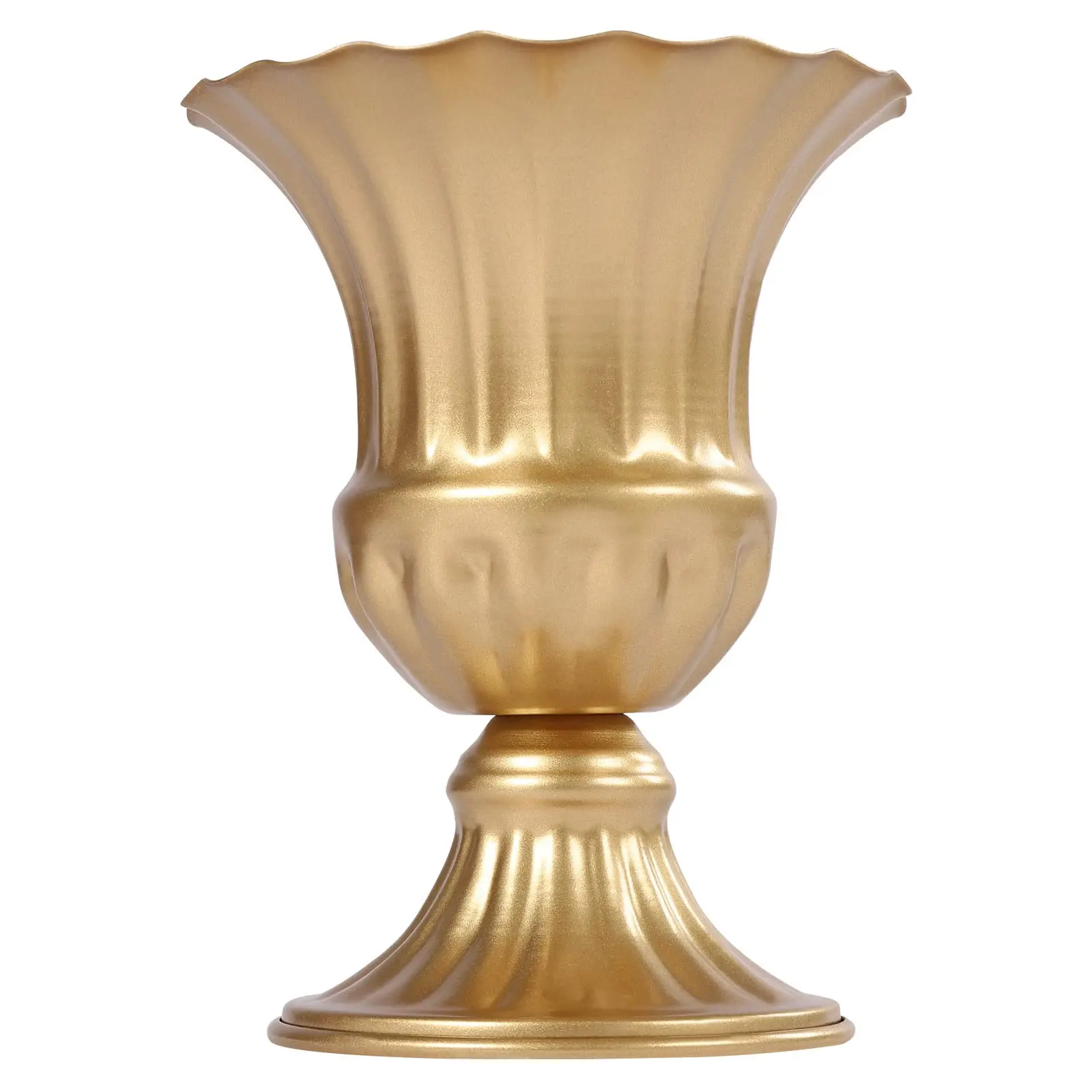 Goldene Metallvase für Hochzeit – 10 Stück kleine Blumenvase, Dekor, Hochzeits-Mittelstücke, Vintage-Trompetenvase, Urnen-Pflanzgefäß für Zuhause Image