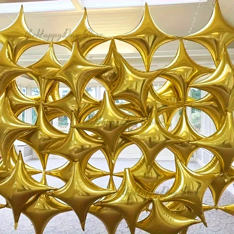 20-1 Stück Sternballons 26/10'' Vierwinkel-Ecken-Stern-Folienballons Gold Viereck Helium Globos Geburtstag Abschluss Neujahr Image