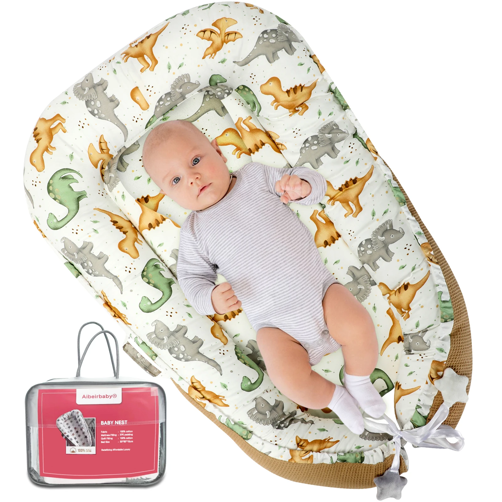 Multifunktionales Kuschelnest Babynest Kokon für Babys und Kleinkinder, Reisebett, 100% Baumwolle, Antiallergisch, Gepolstert Leicht zu Tragen Image