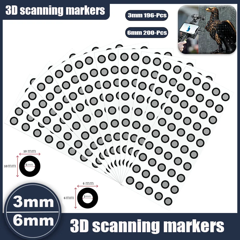 3/6mm 3D-Scan-Marker für 3D-Scanner, 3D-Tracking-Punkte Referenzmarkierungen, Diffusreflektierende Marker für 3D-Scanner Image