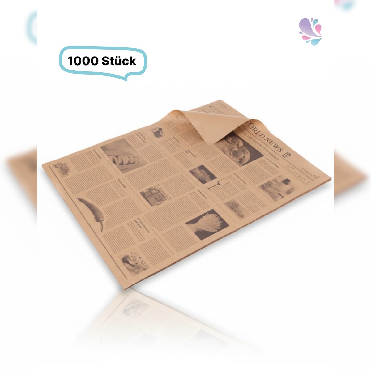 Blanc HYGIENIC Einschlagpapier aus Pergament-Ersatzpapier im spaper-Design 1/4 Bogen 50 x 37,5 cm – fettresistent, nassfest, weiß oder braun: Farbe - Braun Image