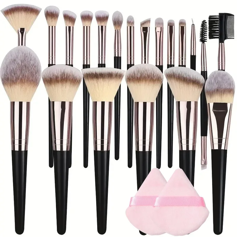 3-20-teiliges schwarzes Make-up-Pinsel-Set, flauschige Kosmetikpinsel für Foundation, Puder, Lidschatten, Kabuki, zum Verblenden, Make-up-Pinsel, Beauty-Tool, Make-up Image