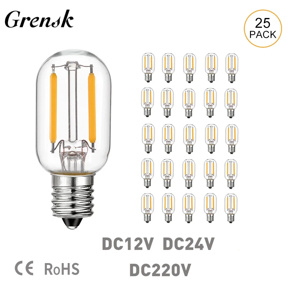 Grensk DC 12V 24V 220V Rohrlampen Niederspannung T22 1W LED-Glühlampe E12 Kandelaber Basis LED-Lampe RV Lokomotive Raumleuchten Image