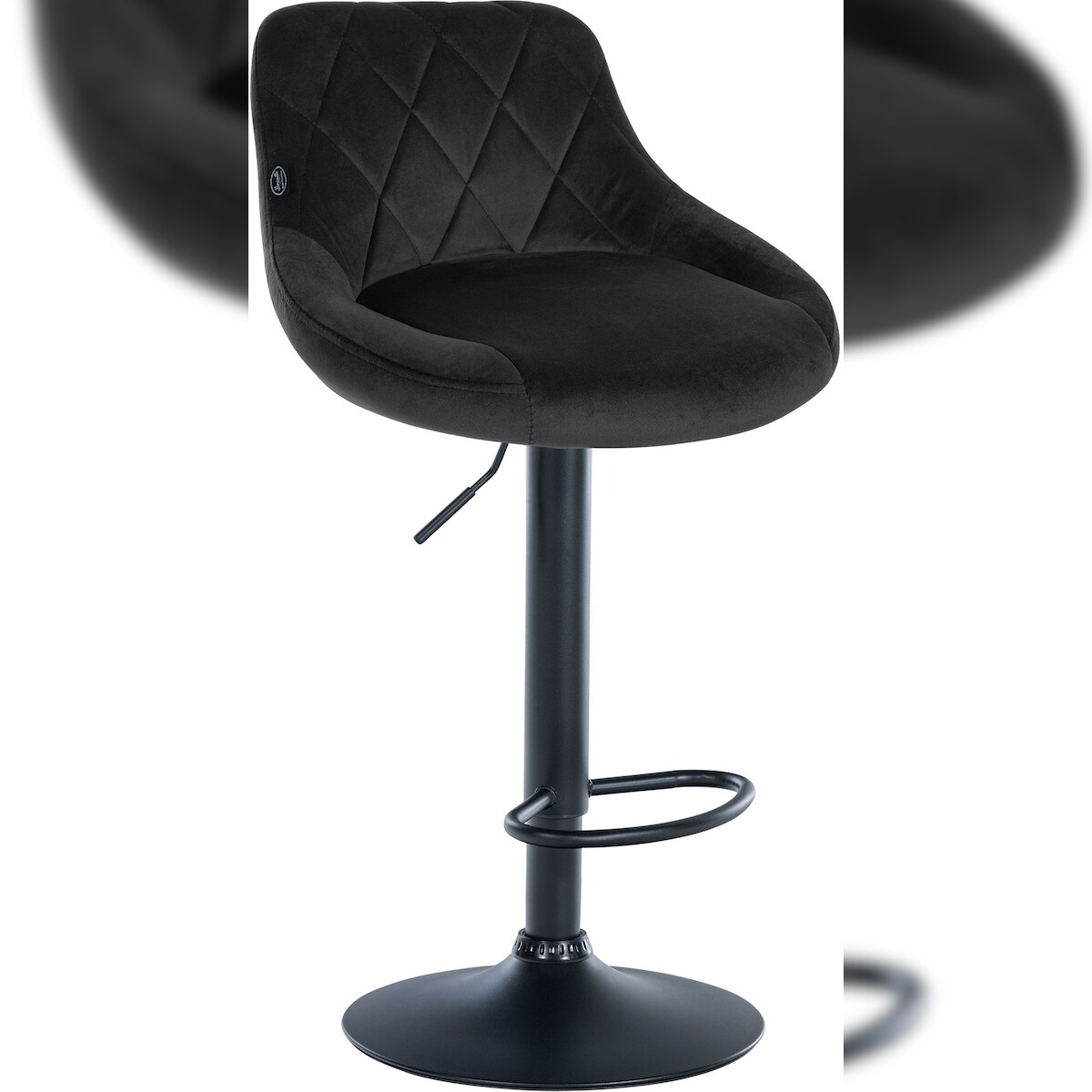 CLP Barhocker Lazio Samt schwarz/schwarz Image