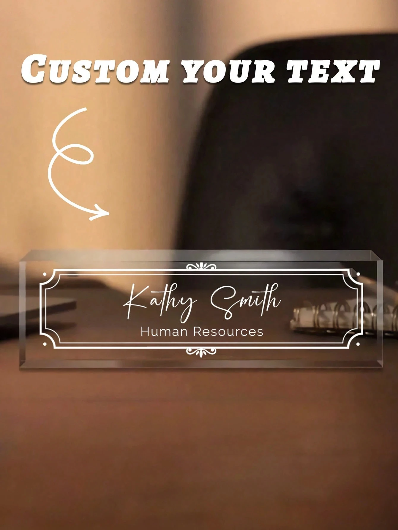 20*6CM personalisiertes Acryl-Schreibtisch-Namensschild, individuell graviert, multifunktionales Geschenk für Büro, Zuhause, Abschlussfeier und Geburtstag Image