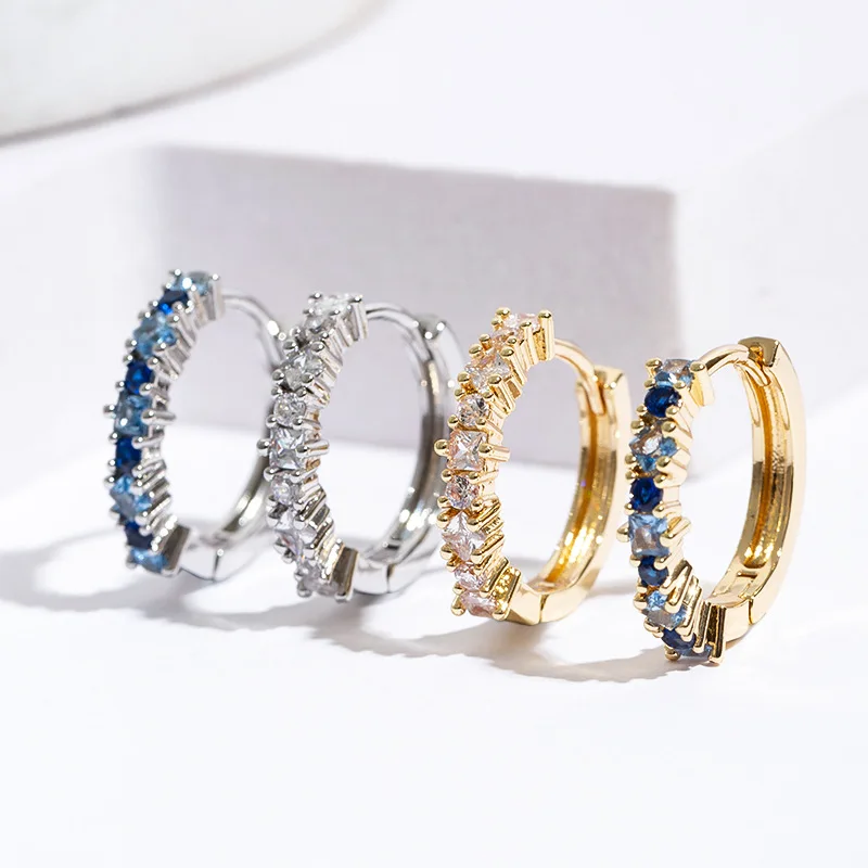Luxus Edelstahl Bunte Zirkon Hoop Ohrringe Für Frauen Mode Koreanische Huggie Ohrringe Hochzeit Schmuck pendientes mujer Image
