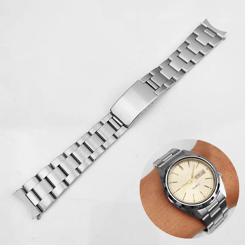 19-mm-Armband mit gebogenem Ende für Seiko Nr. 5 SNXS77/80/79K/75 NXS73K1 Edelstahlarmband, massives Metallarmband für Jubilee Oyster Image